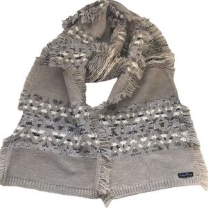 Fraas tan metallic fringe knit scarf